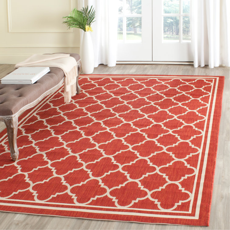 Winston Porter Herefordshire Geometric Red Indoor / Outdoor Area Rug